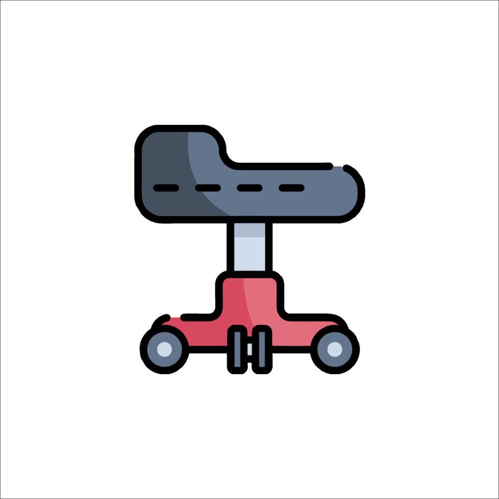 A red and black stool with wheels on it vector
