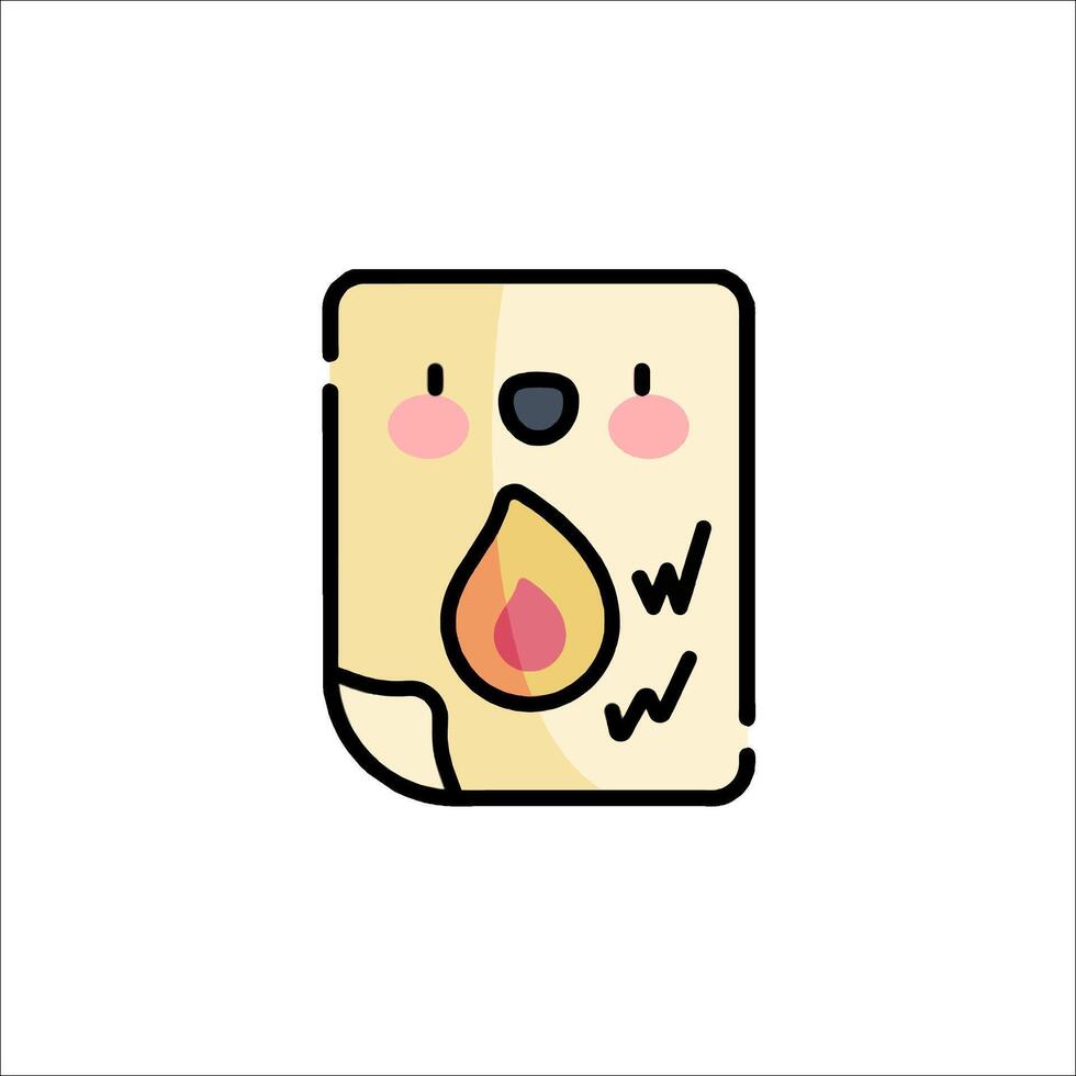 A cute bear holding a piece of paper with a flame vector