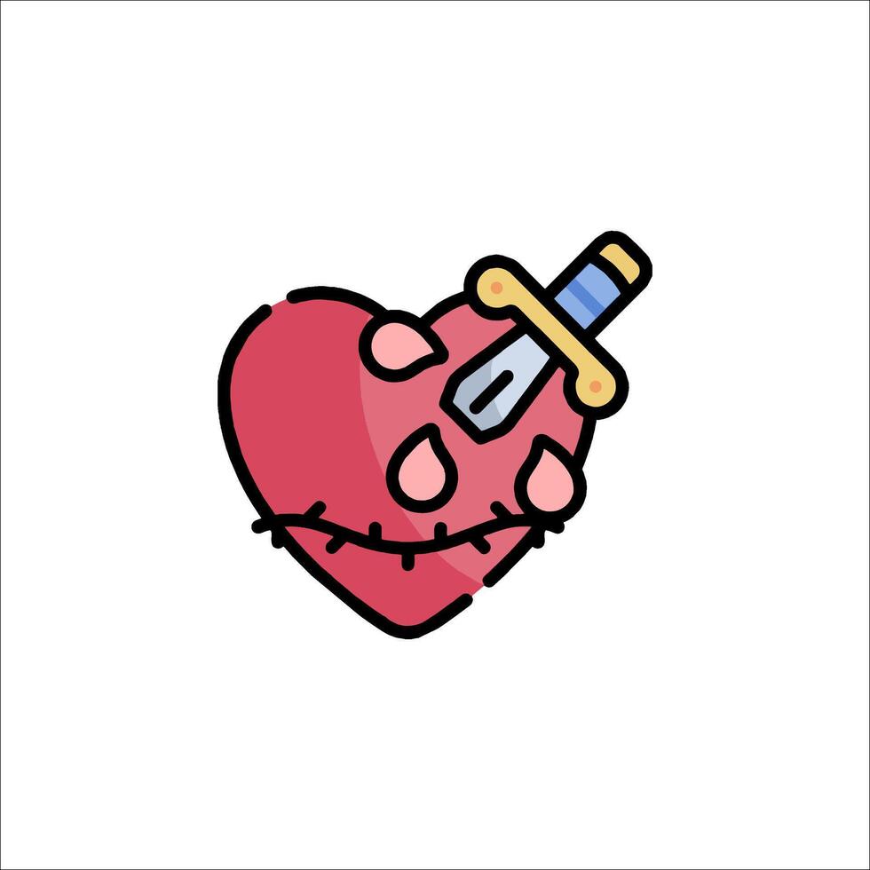 A heart with a knife inside it vector