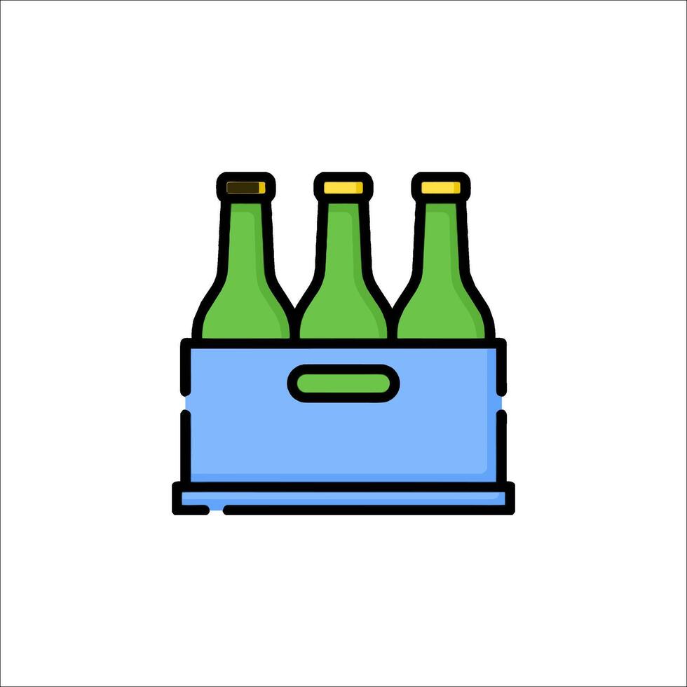 Beer bottles in a box icon vector