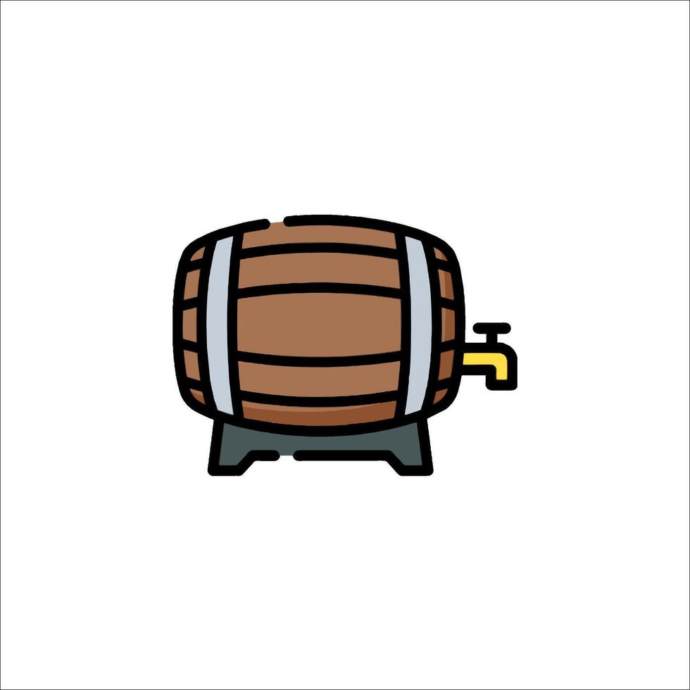 A wooden barrel with a water tap on it vector