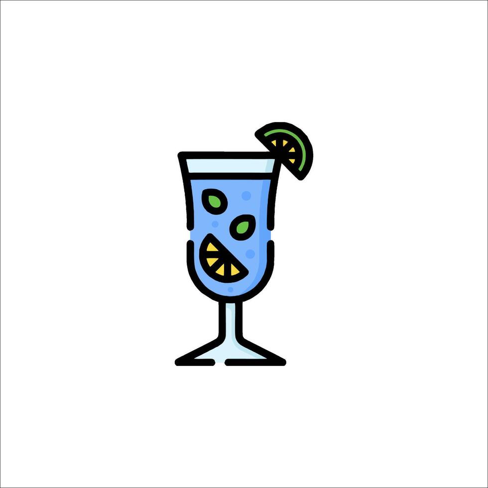 A drink with a slice of lemon and a slice of lime vector