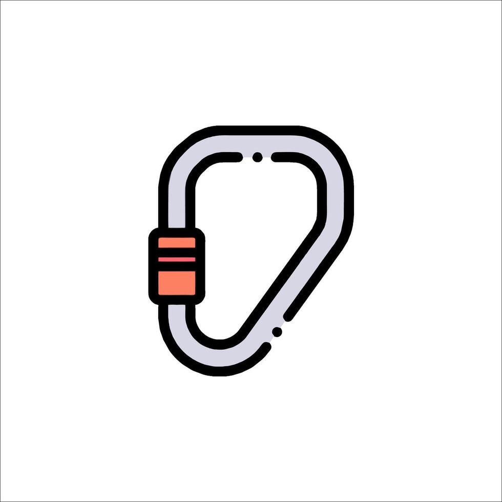 A line icon of a carabine with a hook vector