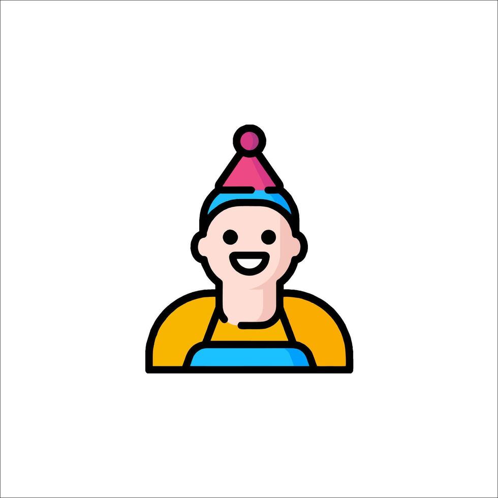 A cartoon man wearing a party hat vector