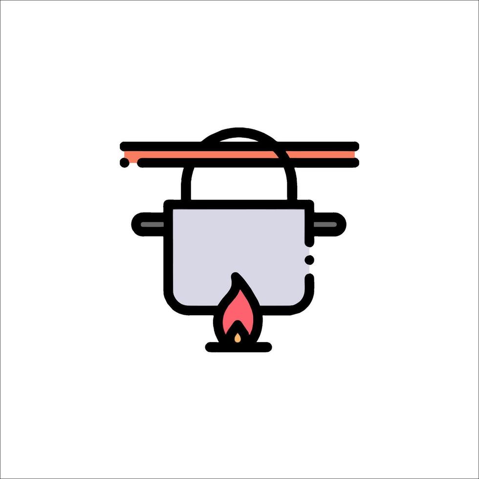 A cooking pot with a flame on top of it vector