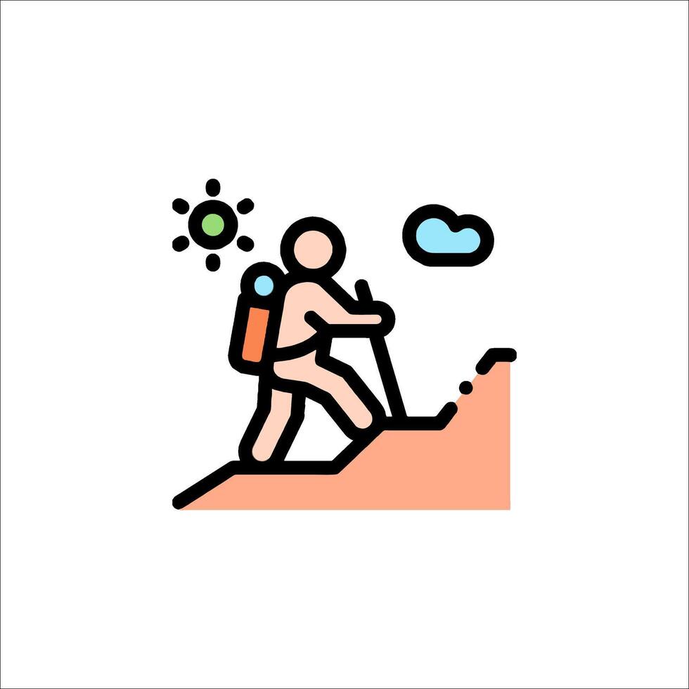 Hiker hiking icon illustration vector