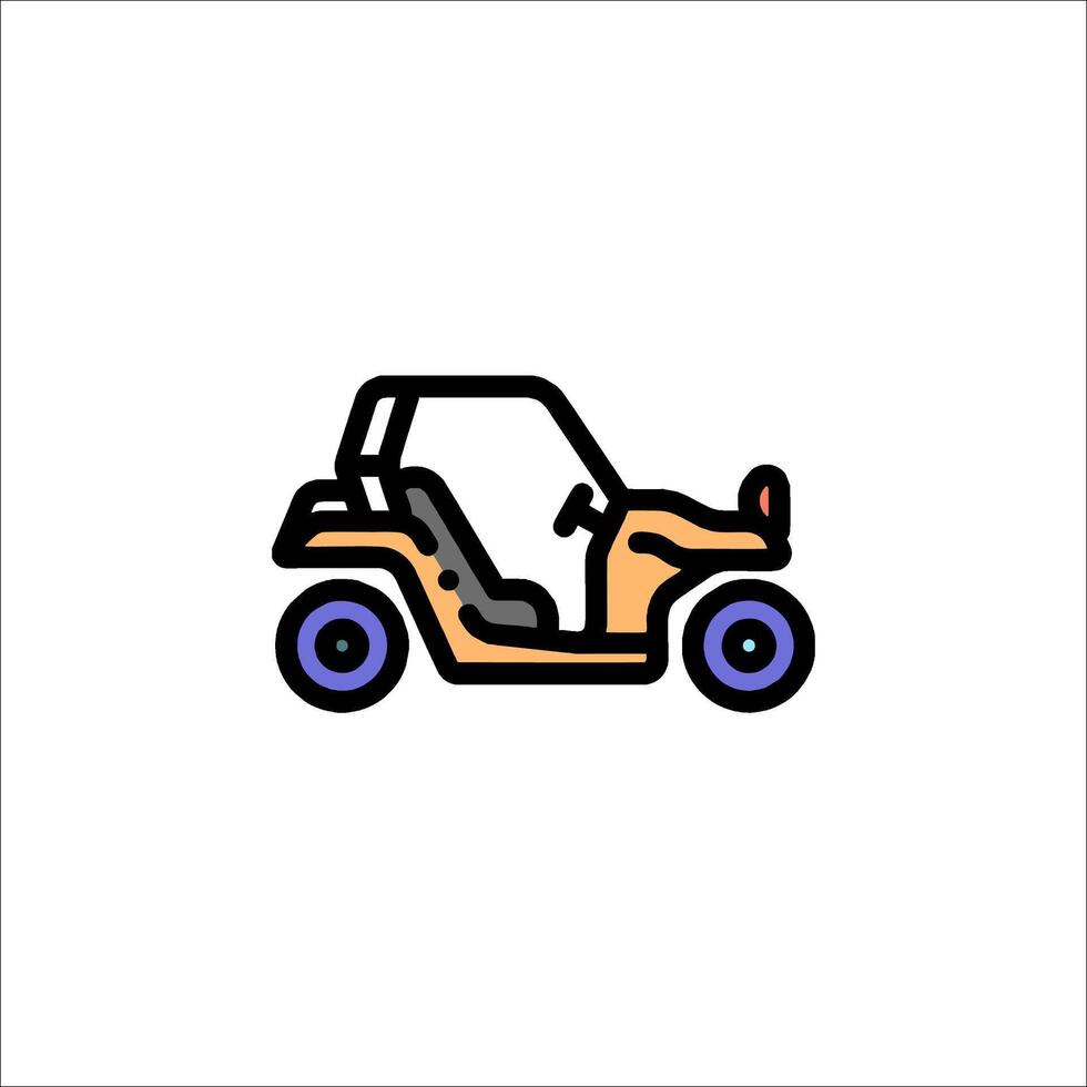 A small car icon with a blue and orange color vector