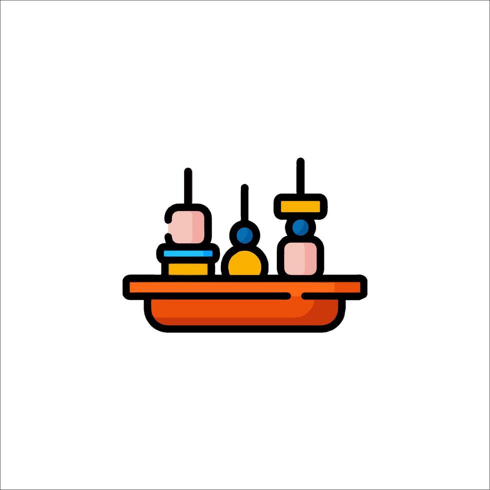 A colorful icon of a boat with a bunch of different objects vector