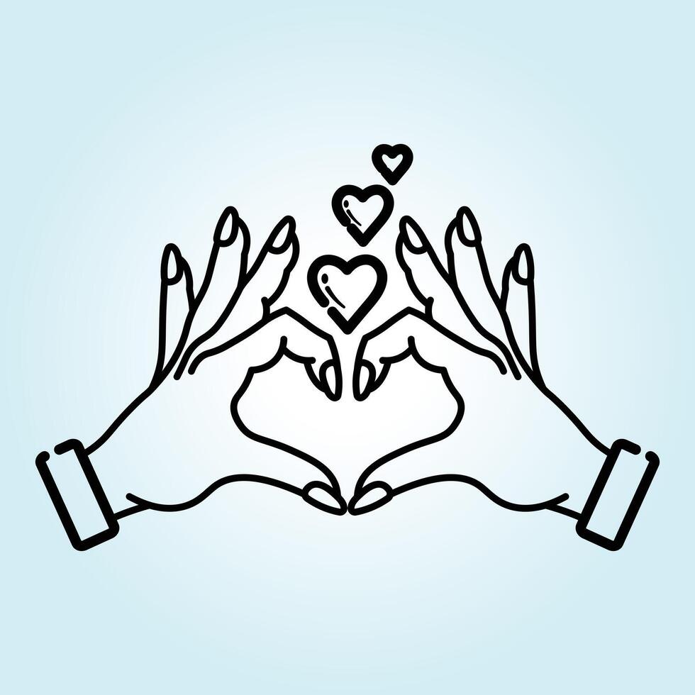 Lovely Hands Forming a Heart Shape with Floating Hearts vector
