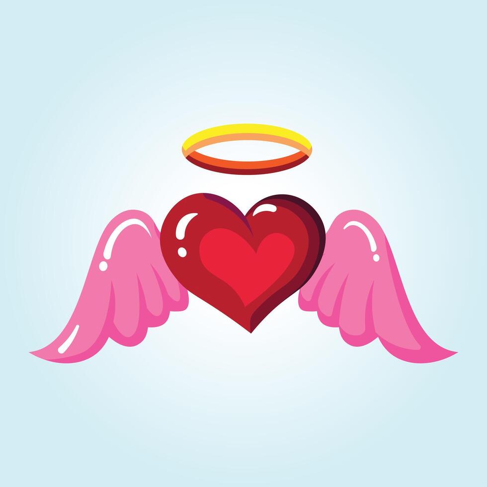 Heart with Wings and Halo A Symbol of Love and Devotion vector