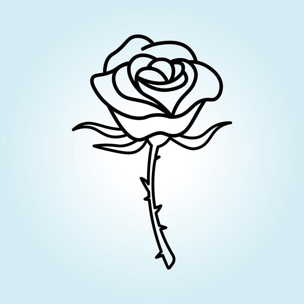 Elegant Line Art Rose A Simple Yet Beautiful Floral Design vector