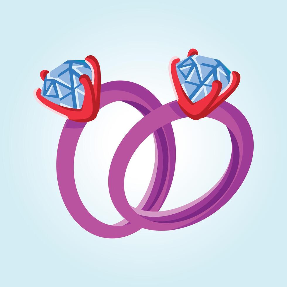 Two Intertwined Diamond Rings A Symbol of Love and Commitment vector
