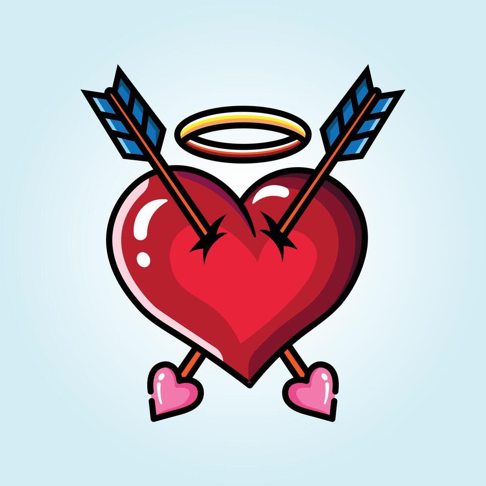 Cupid's Arrow Pierces a Heart, a Symbol of Love and Devotion vector