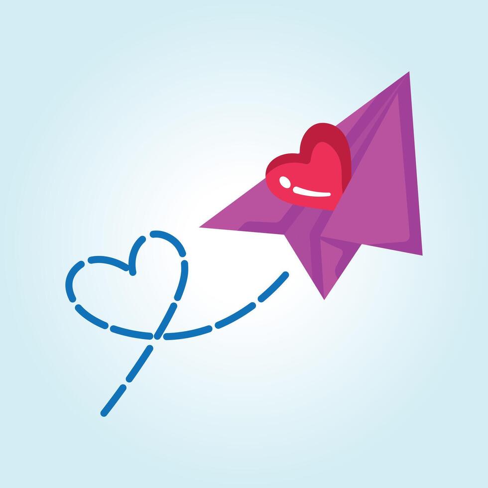 Paper Airplane Carrying Love A Valentine's Day Illustration vector