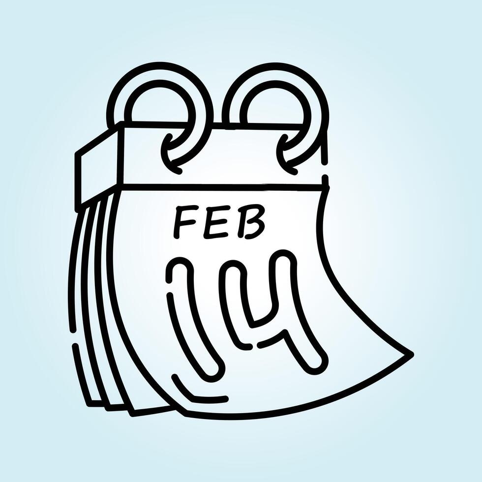 February 14th Calendar Icon A Simple, Clean Design for Valentine's Day vector