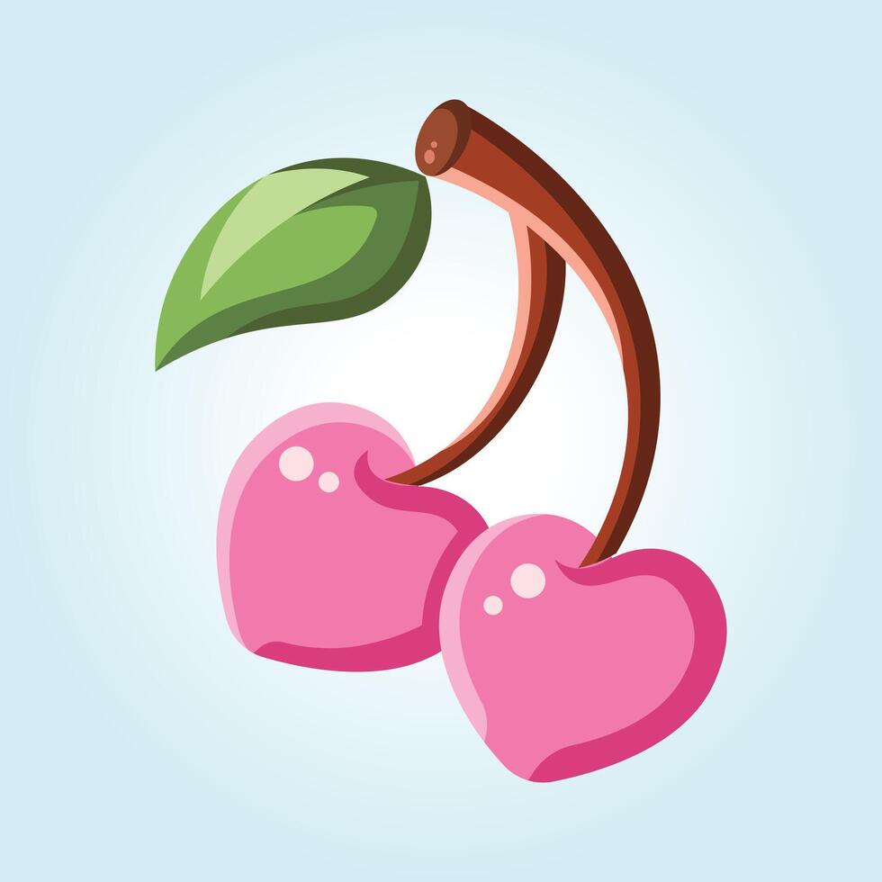 Sweet Pink Cherries A Delightful Illustration vector