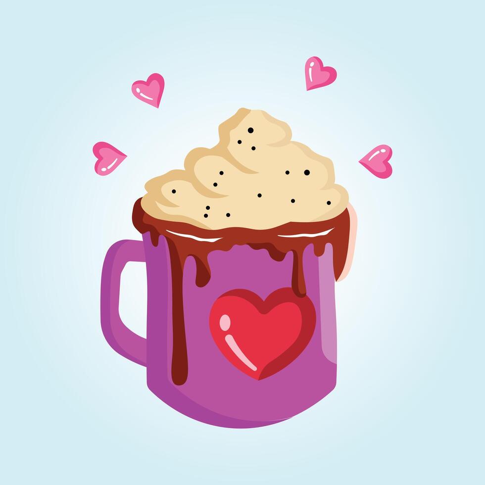 Lovely Hot Chocolate with Whipped Cream and Chocolate Drizzle vector