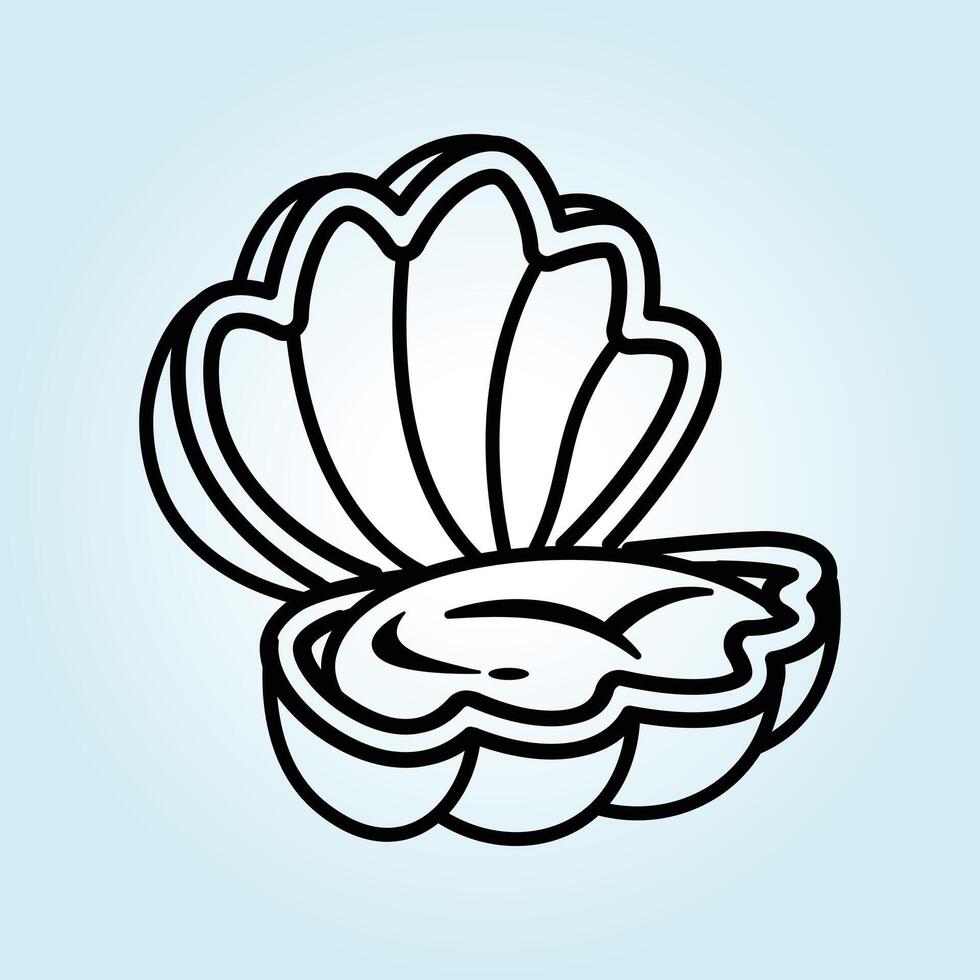 Open Seashell Illustration A Simple Line Drawing of a Clam Shell vector