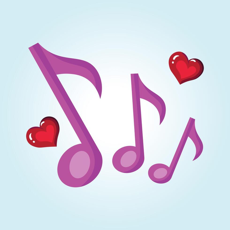 Pink Music Notes and Hearts A Symphony of Love vector