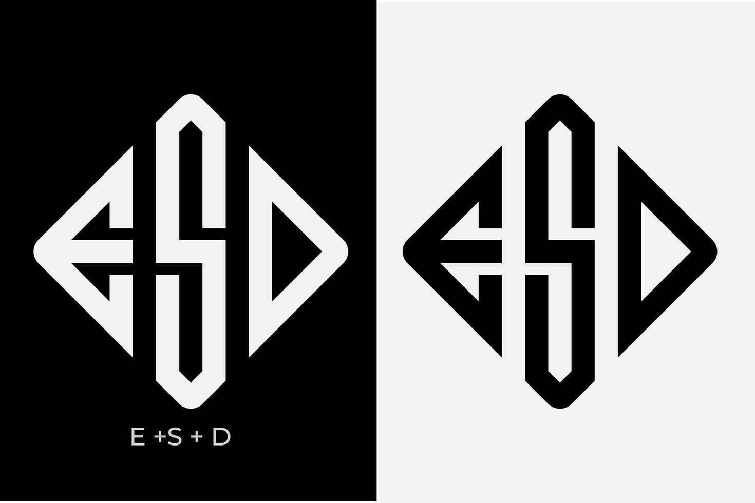 Initial esd monogram with square rotate logo template black and white vector