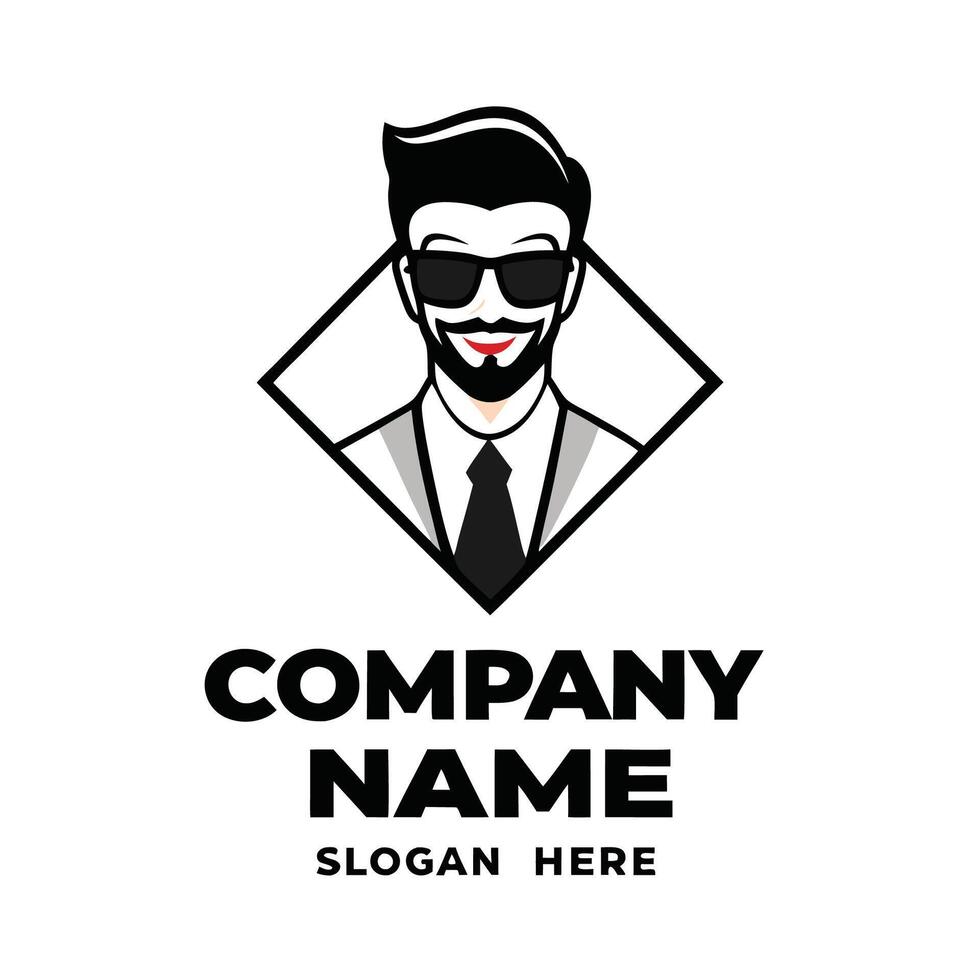 a man with a beard and sunglasses logo vector
