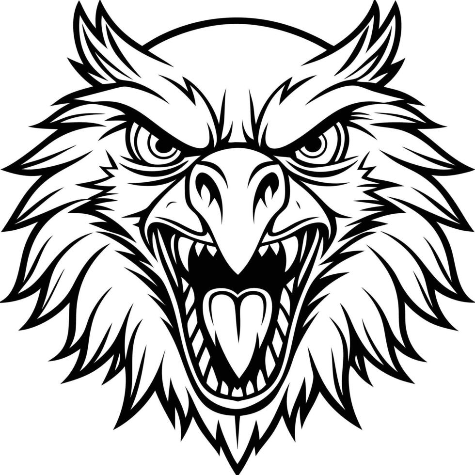 an angry eagle head with open mouth vector