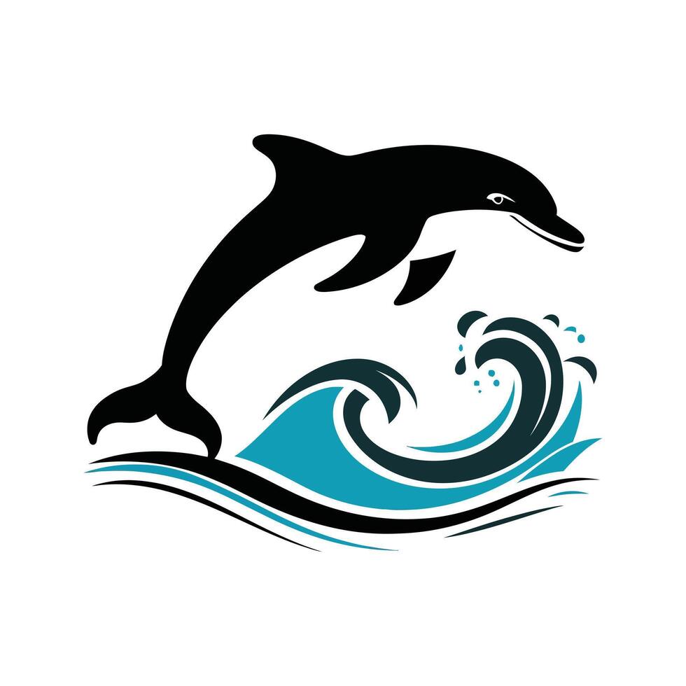 Majestic Dolphin Leaping Over a Wave vector