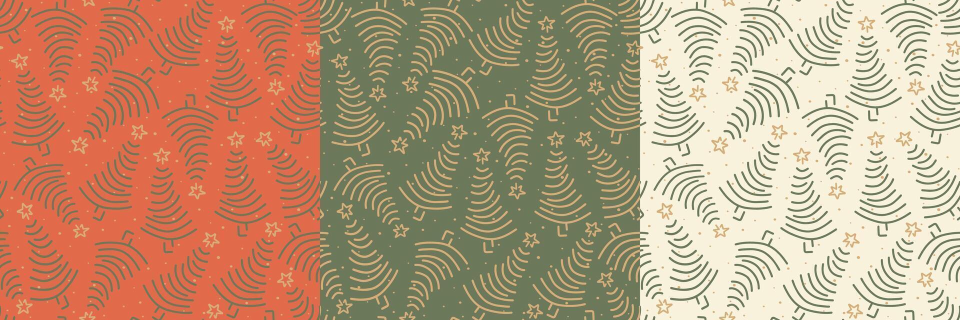 Winter graphic seamless pattern with christmas tree. Hand drawn simple pattern collection. New Year vector