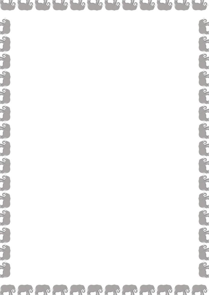 Frame of cute safari animals African elephant. Wildlife animal on white background border vector