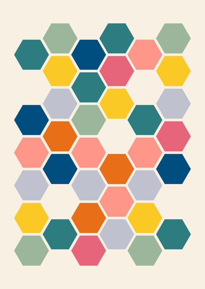 Modern abstract geometric poster with polygon shapes. Retro Memphis style background vector
