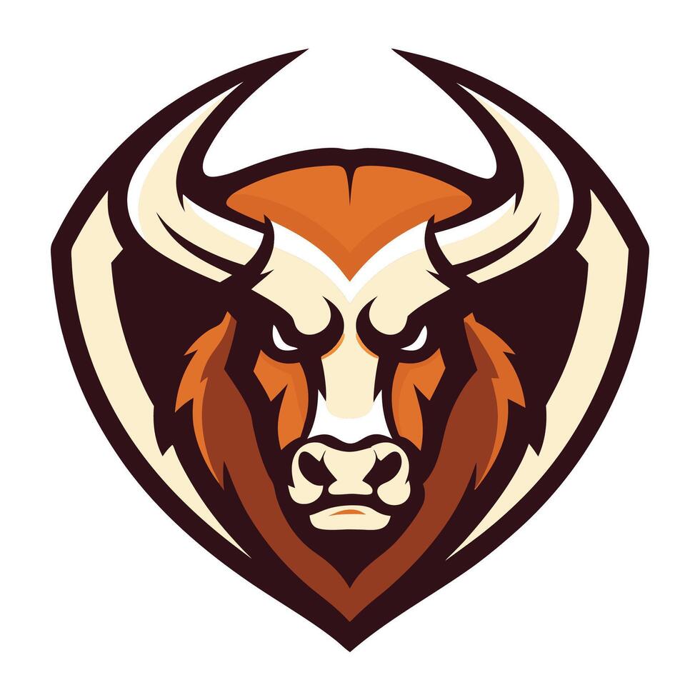 the head of an angry bull is shown logo design vector