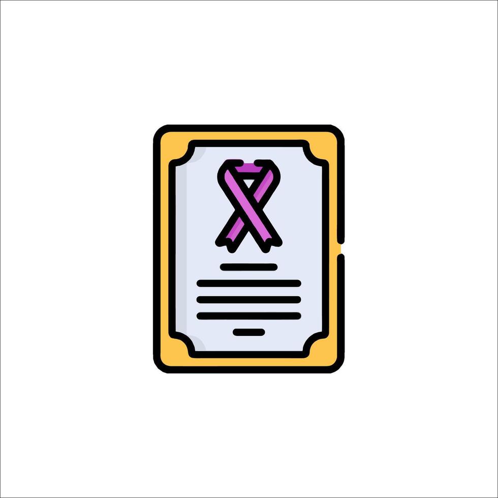 A pink ribbon on a document icon vector