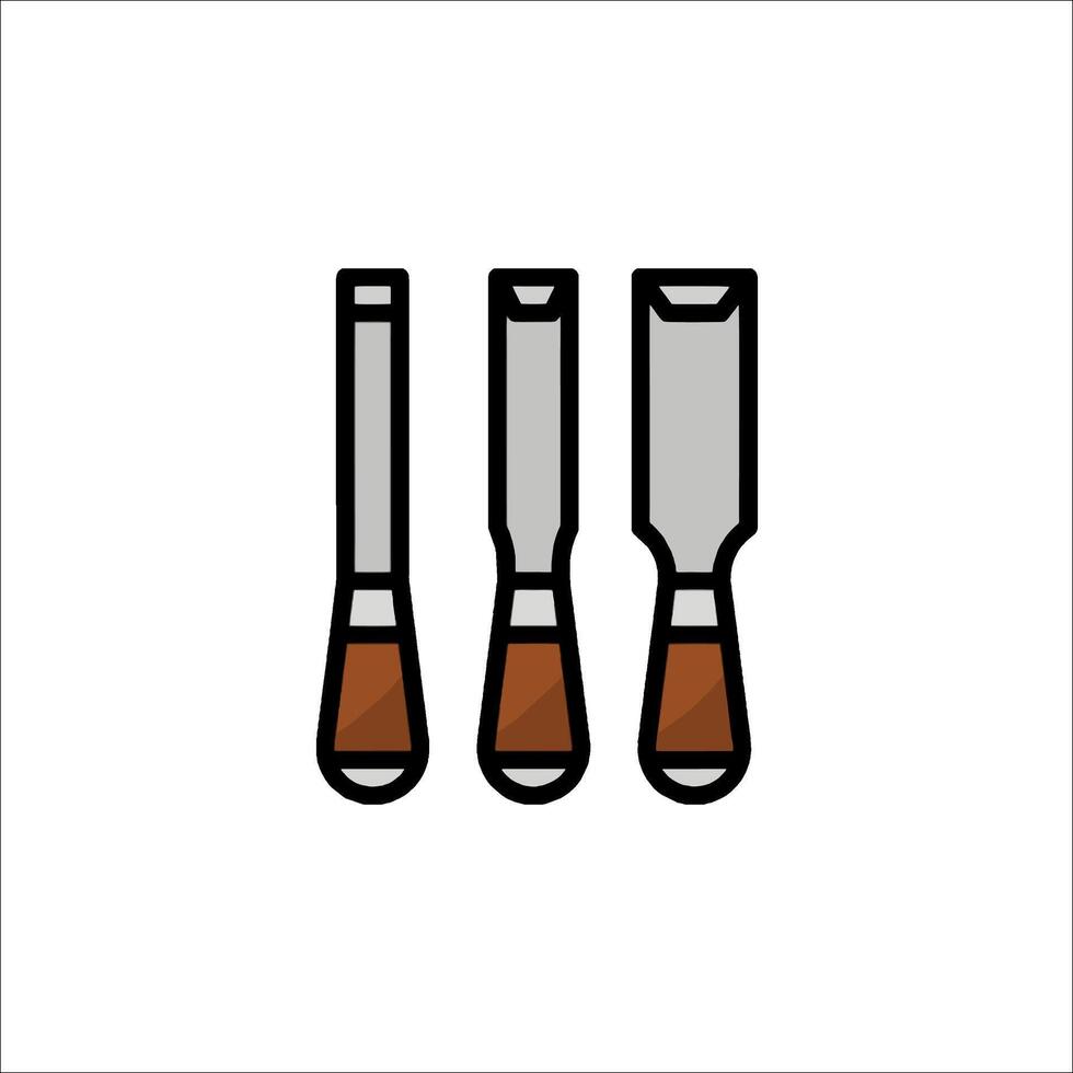 Three knives with wooden handles on a white background vector