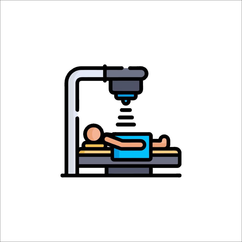 A man lying on a bed in a machine vector