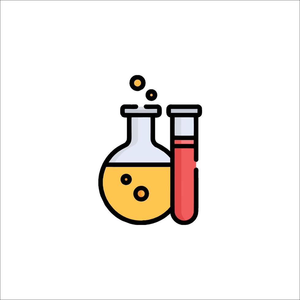 A laboratory flask with a test tube and a liquid vector