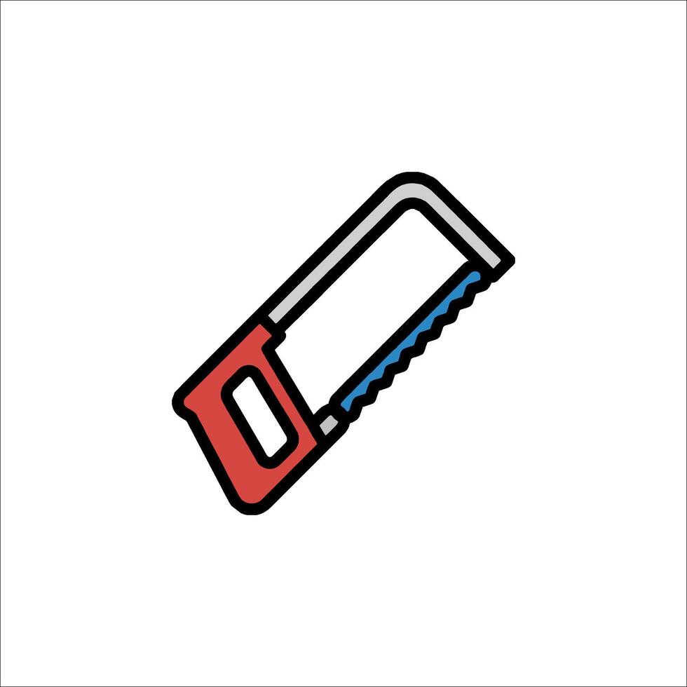 A saw is shown in a line drawing vector