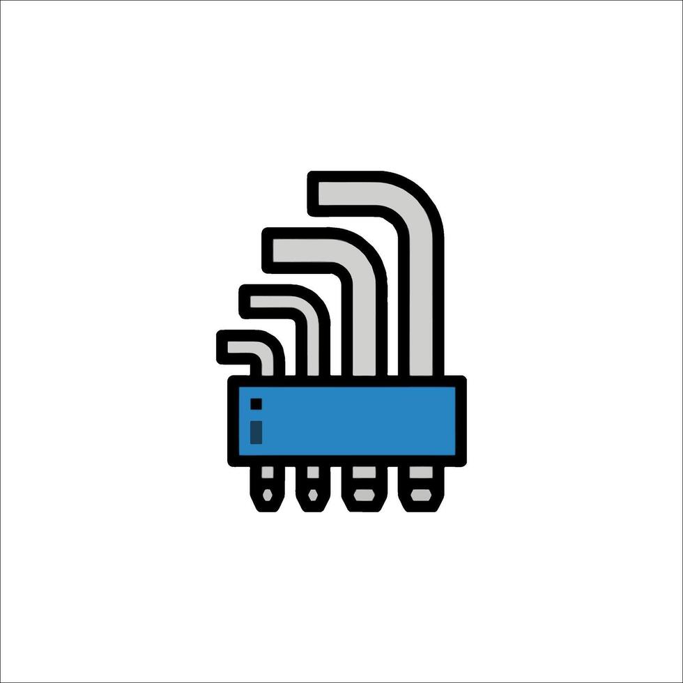 A blue and gray wrench icon on a white background vector