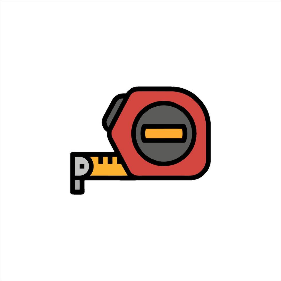 A red and black measuring tape icon on a white background vector
