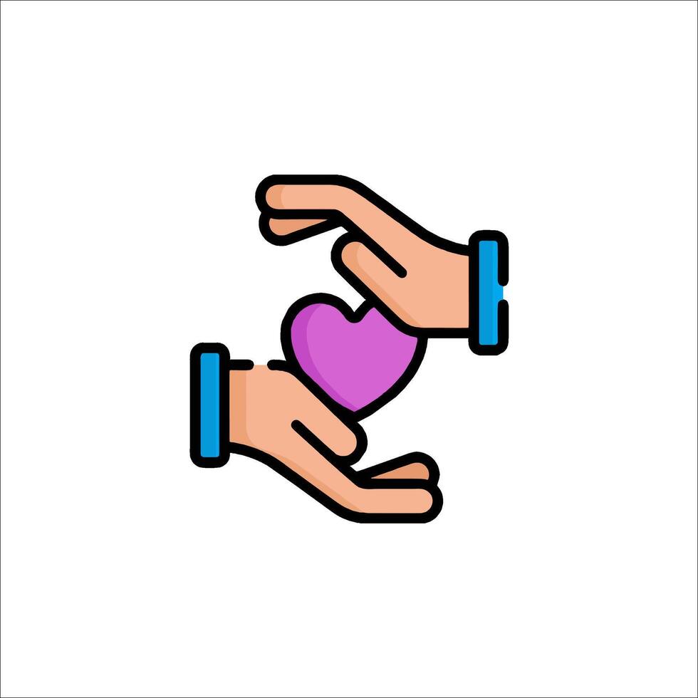 Two hands holding a heart icon vector