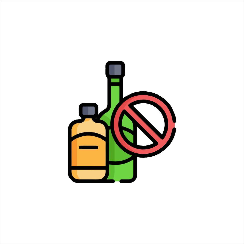 Alcoholic beverages and no alcohol sign illustration vector