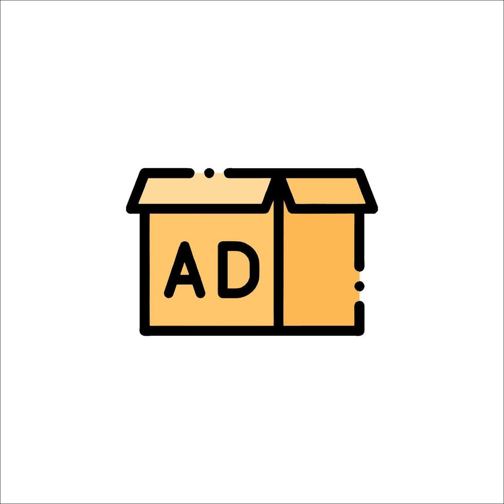 A box with the word ad on it vector