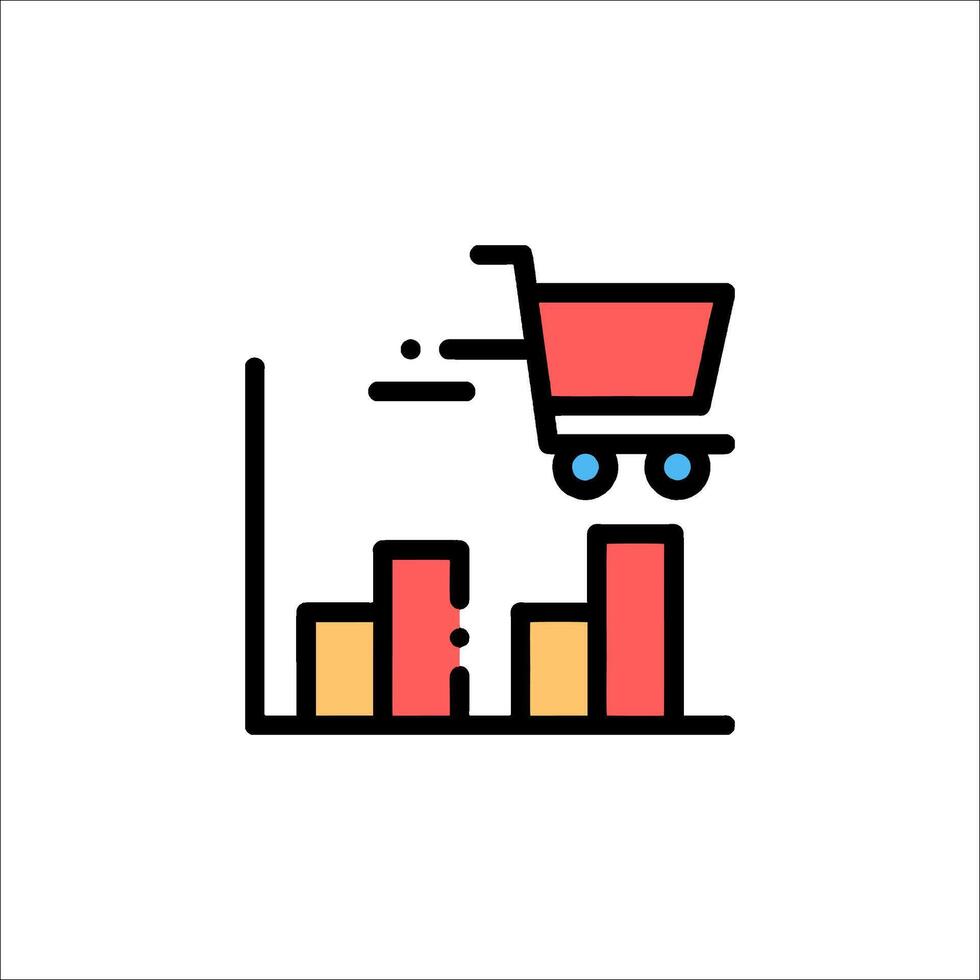 Shopping cart icon with bar chart vector