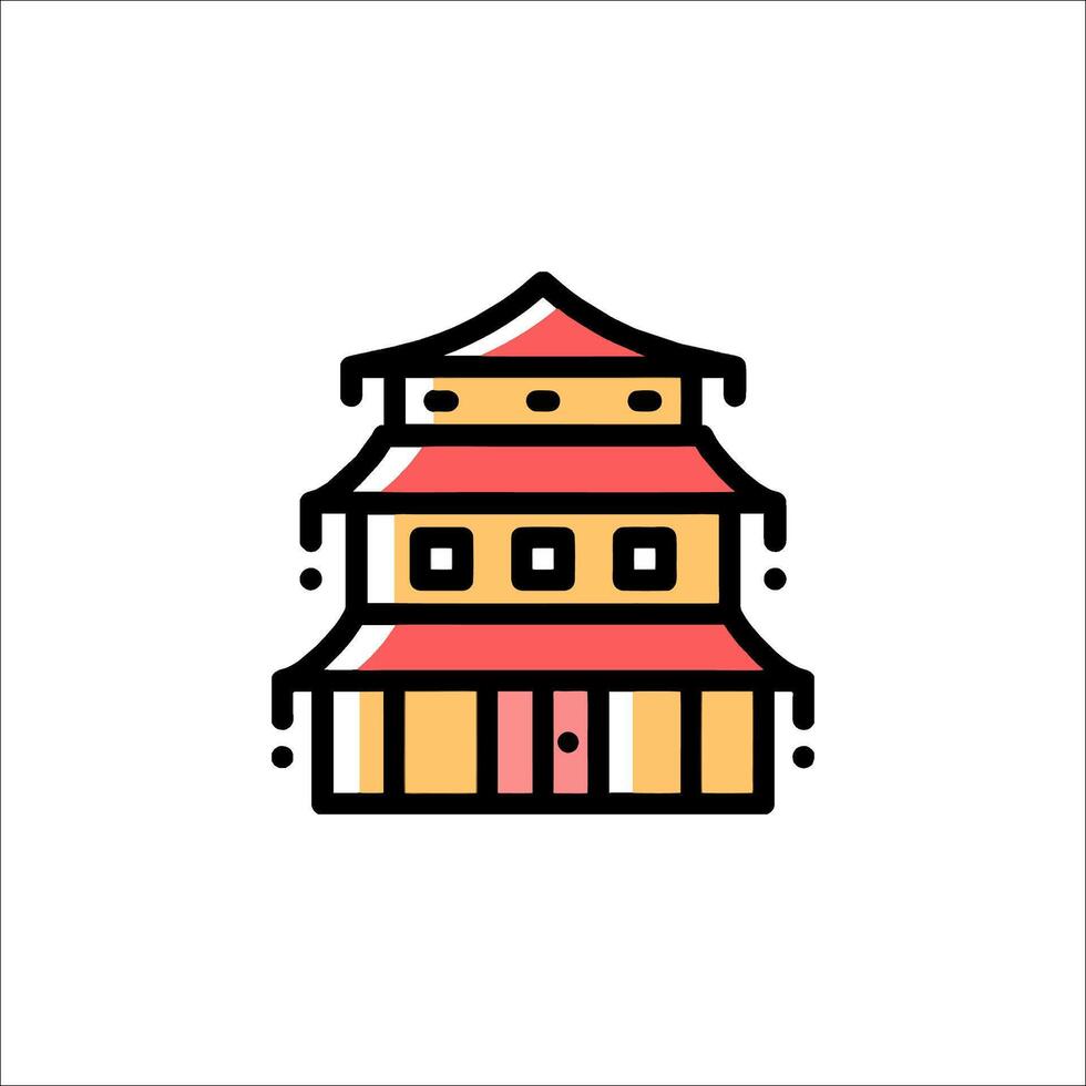 A chinese pagoda building icon vector