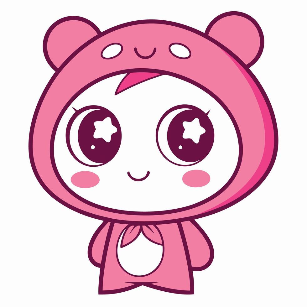 a cartoon bear in a pink teddy bear costume vector