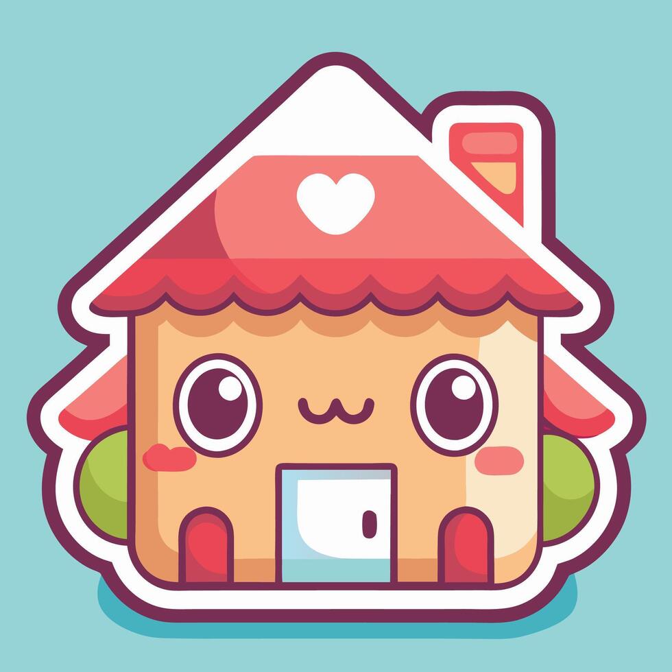 a cute house with a heart vector