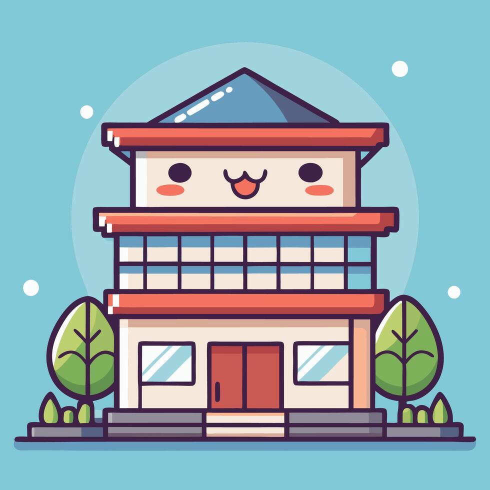 a cartoon building with a smiling vector