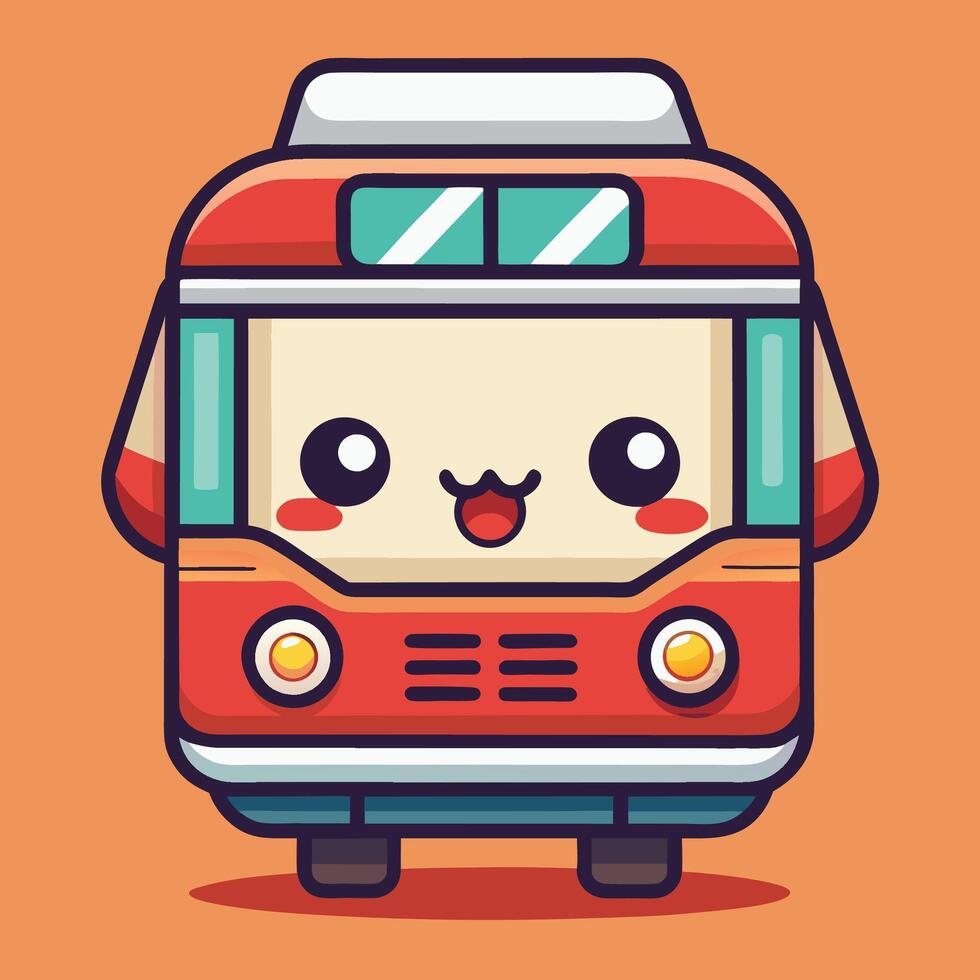 a cartoon bus with a smiley vector