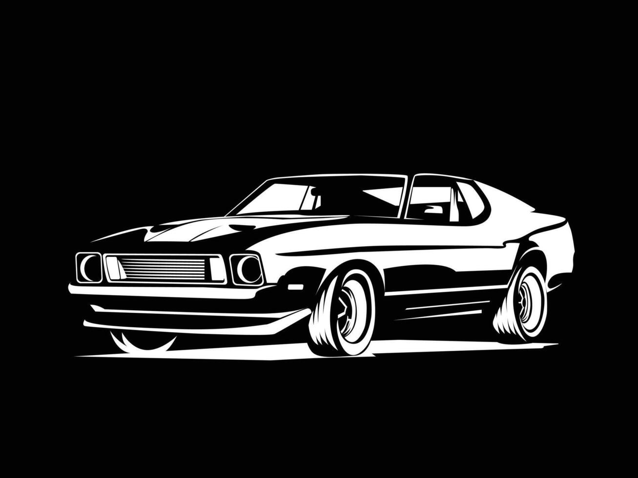 white muscle car in black background vector
