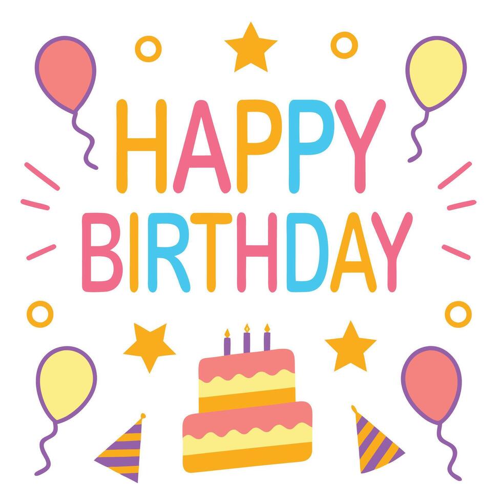 happy birthday card with balloons cute vector