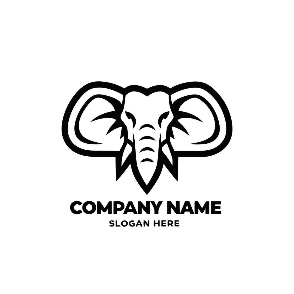 an elephant head black logo design vector
